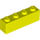 LEGO kocka 1x4, neon sárga (3010)